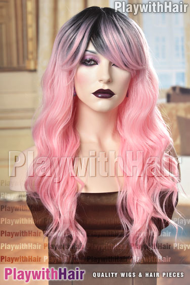 peonynite Baby Pink Black Roots Ombre Balayage
