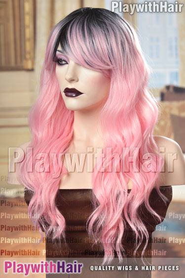 peonynite Baby Pink Black Roots Ombre Balayage